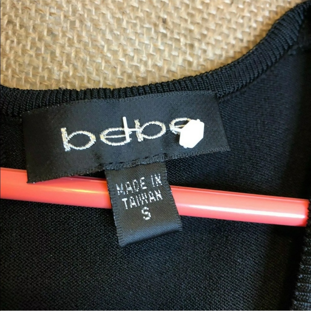 bebe Dress SZ S Ribbed Black Sleeveless Stretch - Picture 3 of 5